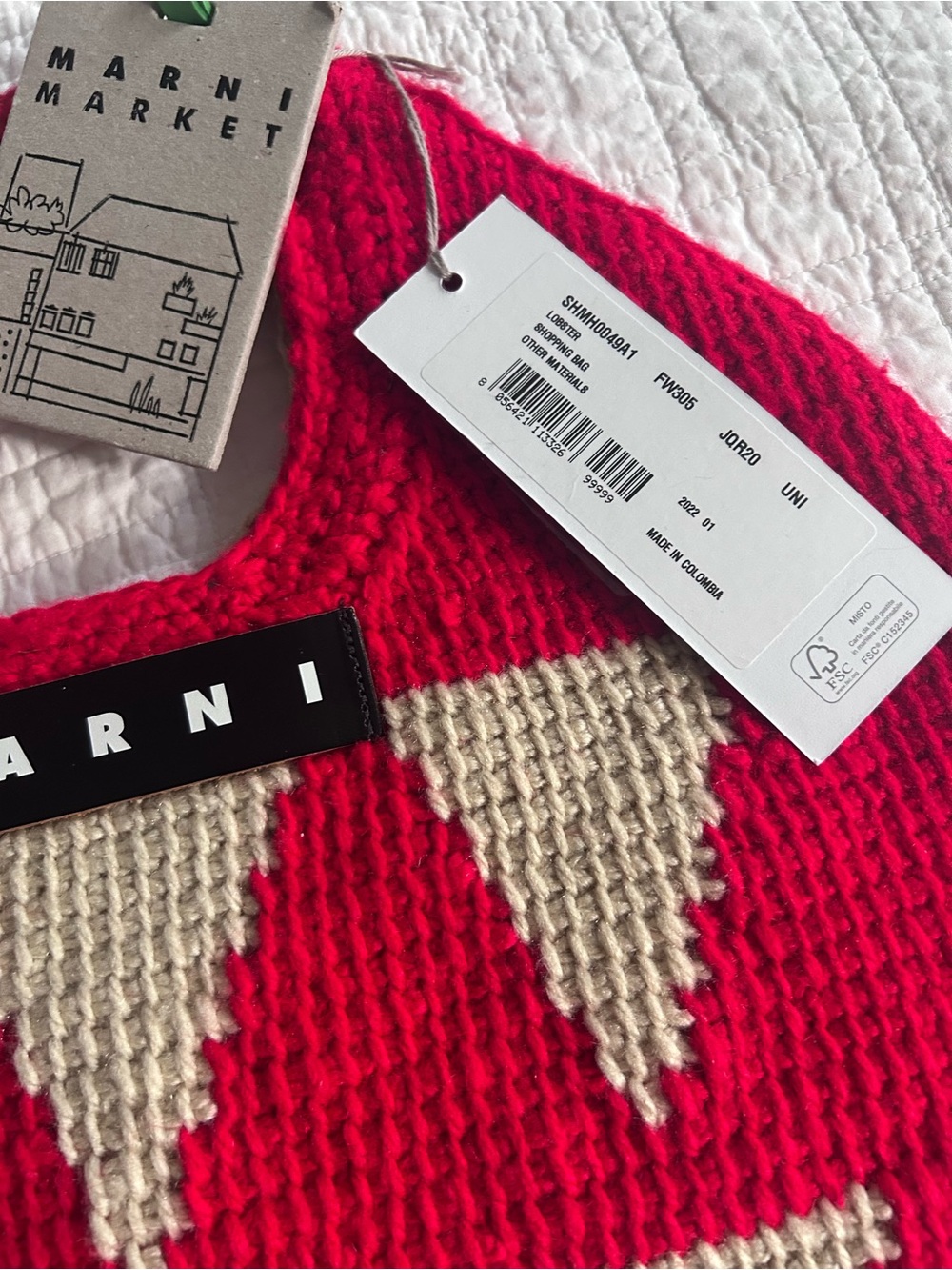 Marni Red and Cream Crochet Crossbody Bag - Picture 8 of 14